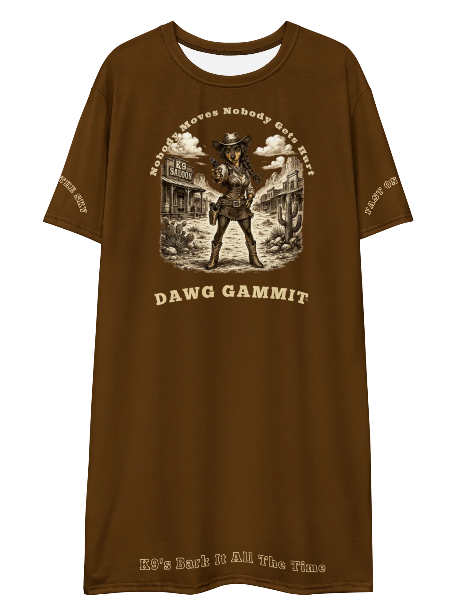 DAWG GAMMIT™ Doberman Brown T-shirt Dress product image (1)