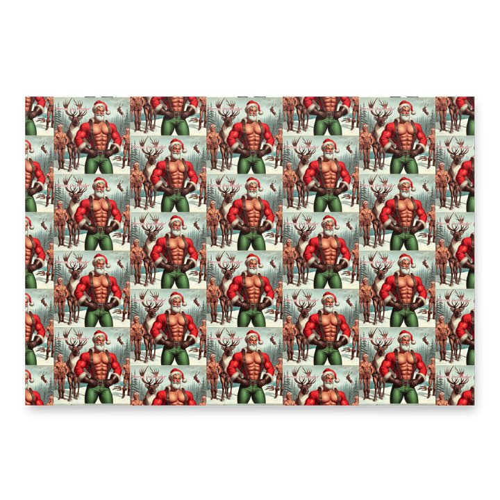 Camp Christmas Gay Leather Christmas Wrapping Paper Set of 3 Sheets! product image (2)