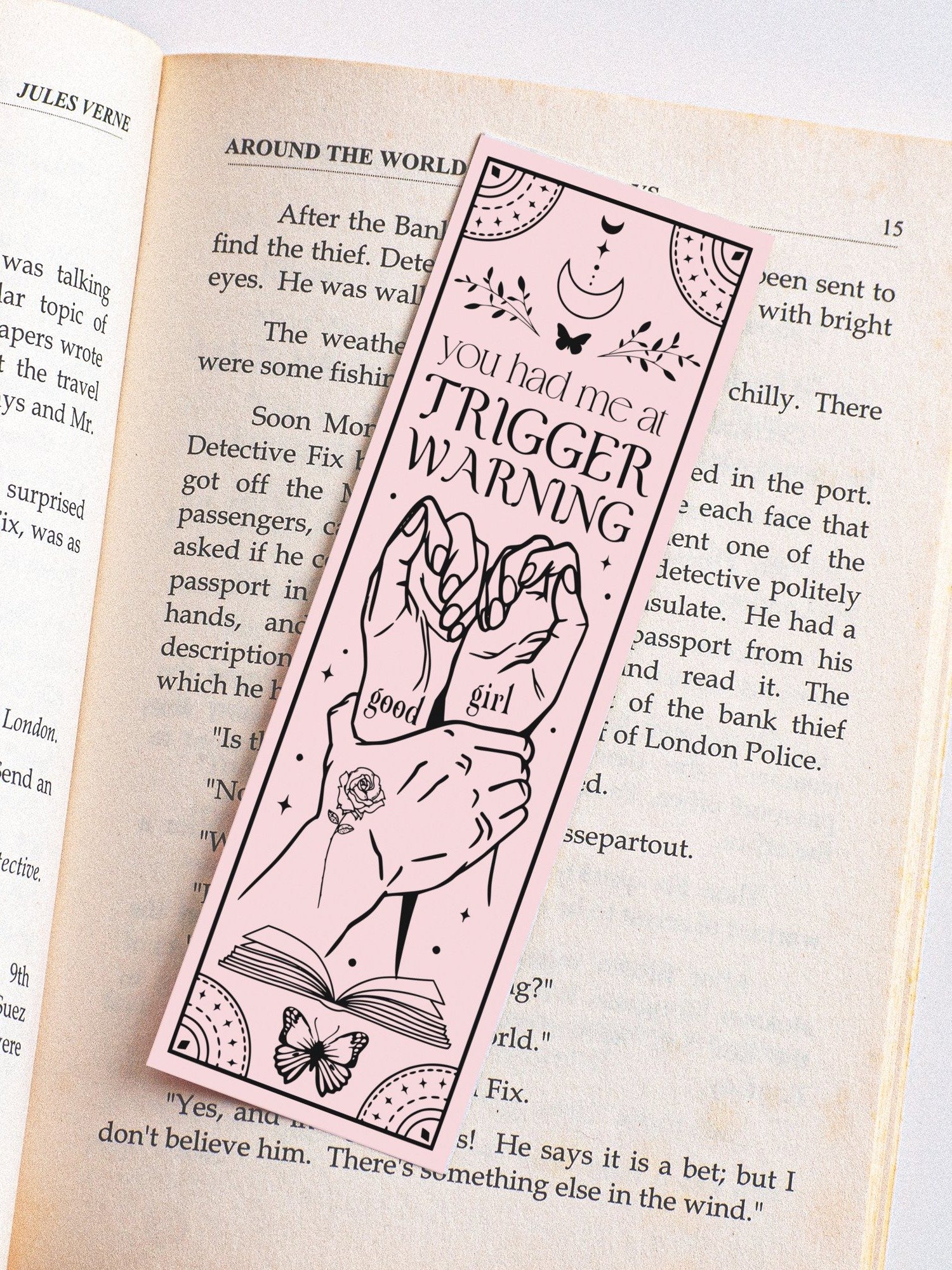 Smut Bookmark Dark Romance Trigger Warning Witchy Boho Black Pink PNG, Printable Bookmarks, Book Lover, Digital Download, Gift for Reader product image (3)