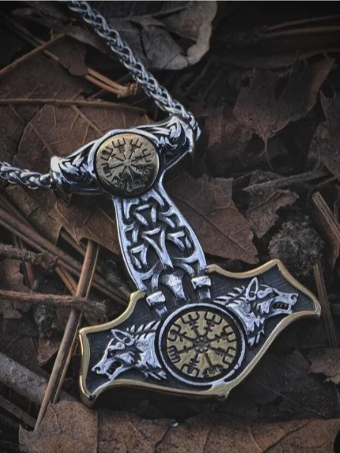 The Armored Kingdom Thor's Hammer Mjolnir Wolf Head and Norse Rune ...