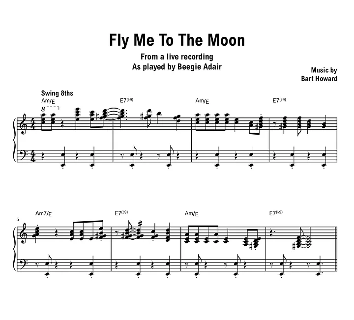 Beegie Adair - Fly Me To The Moon (Live) - Sheet music (PDF) product image (1)