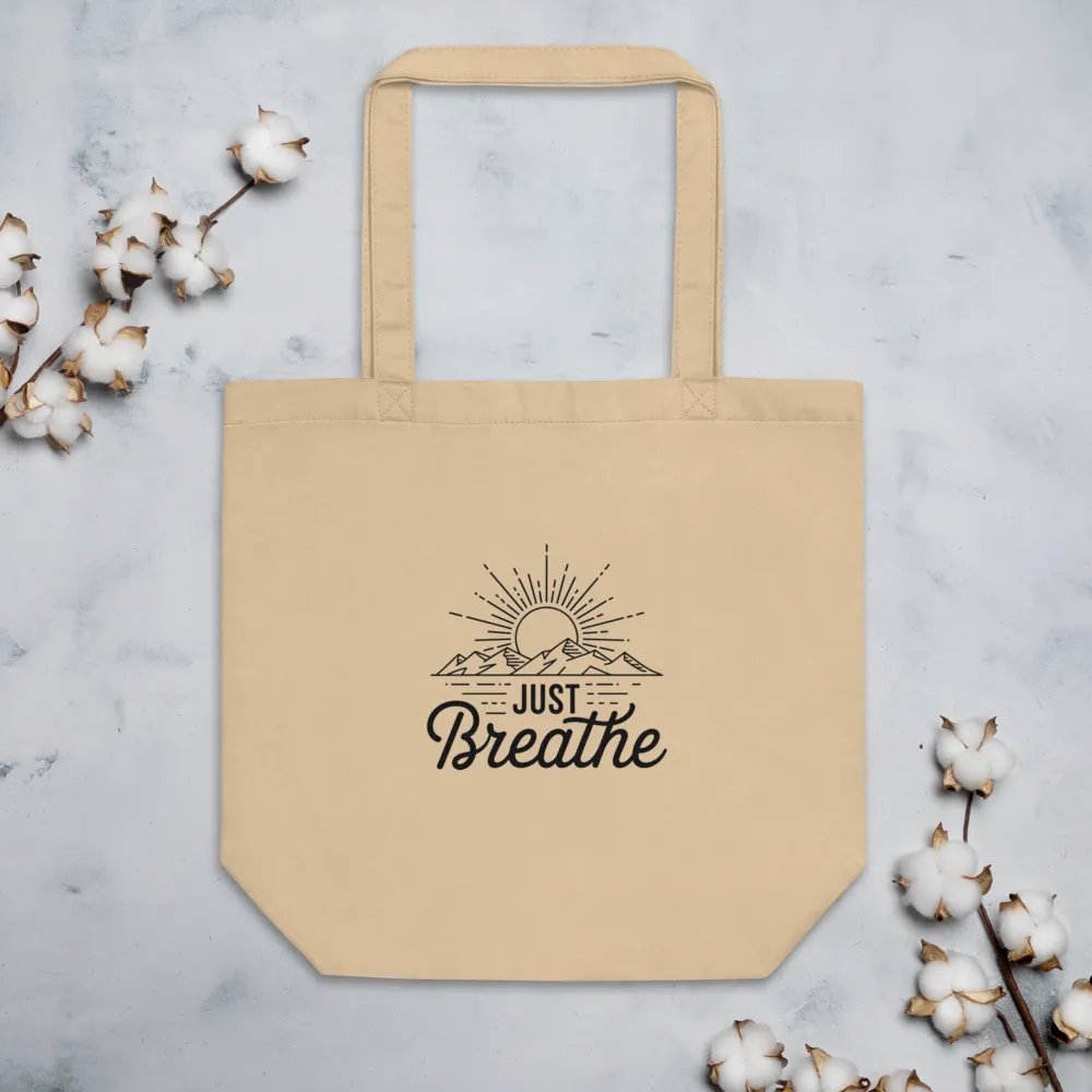 Just Breathe — Organic Cotton Beige Tote Bag for Everyday Use product image (3)
