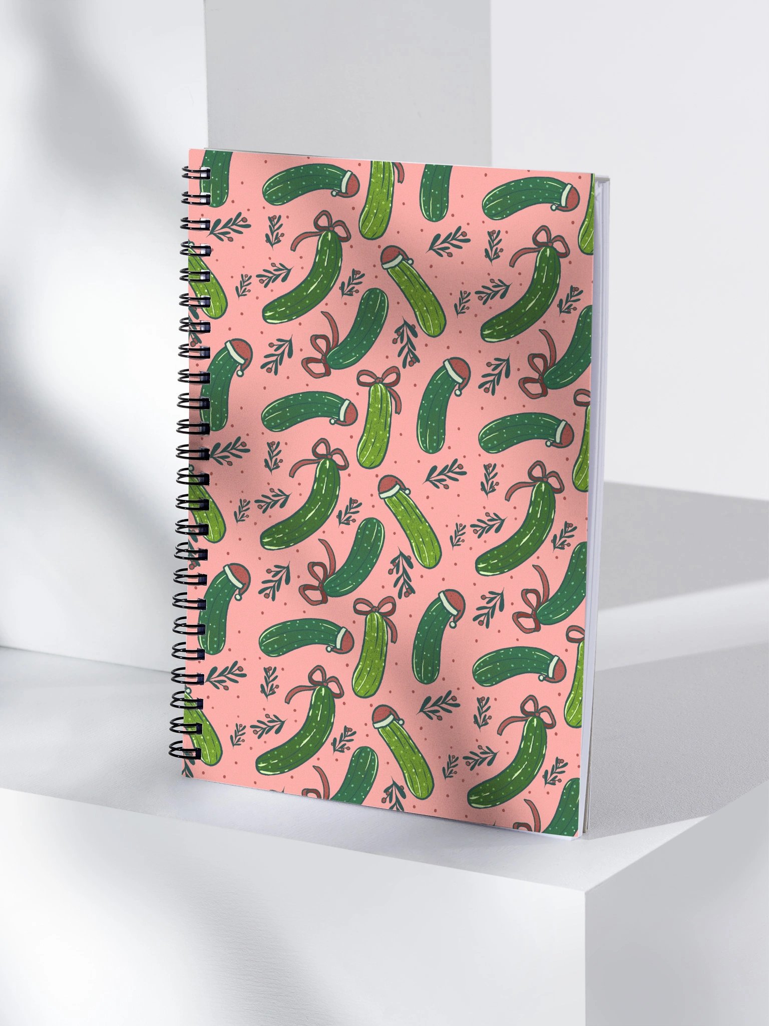 Christmas Pickles Patterned Notebook, Pink product image (4)