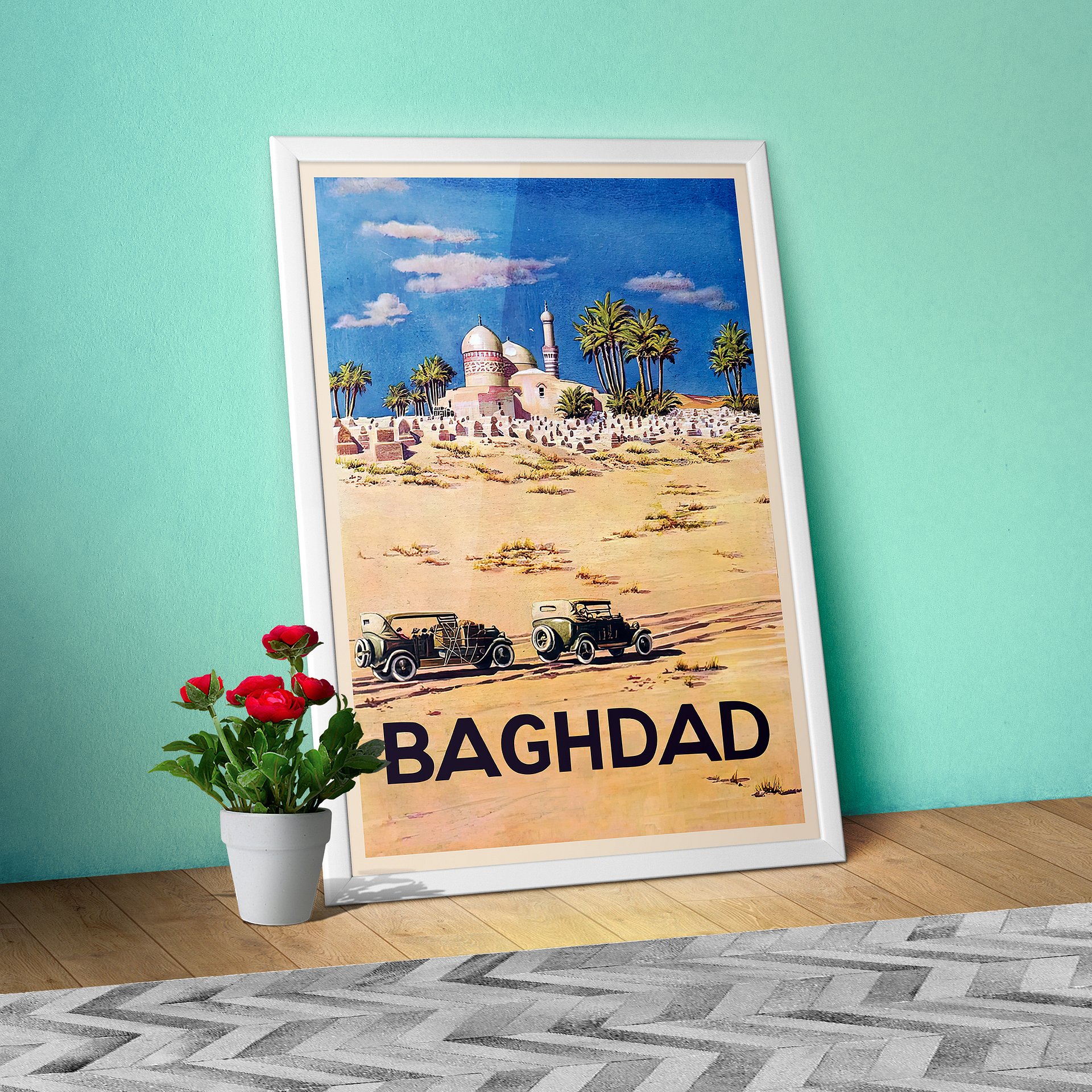Baghdad, Iraq 1930s — retro travel poster, vintage travel art print, retro travel wall art product image (1)