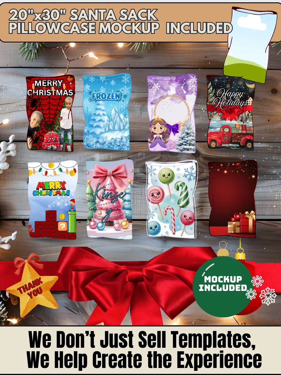 VIP Members - (50) 22 x 34 Inch Sublimation Holiday Santa Sack Templates product image (3)