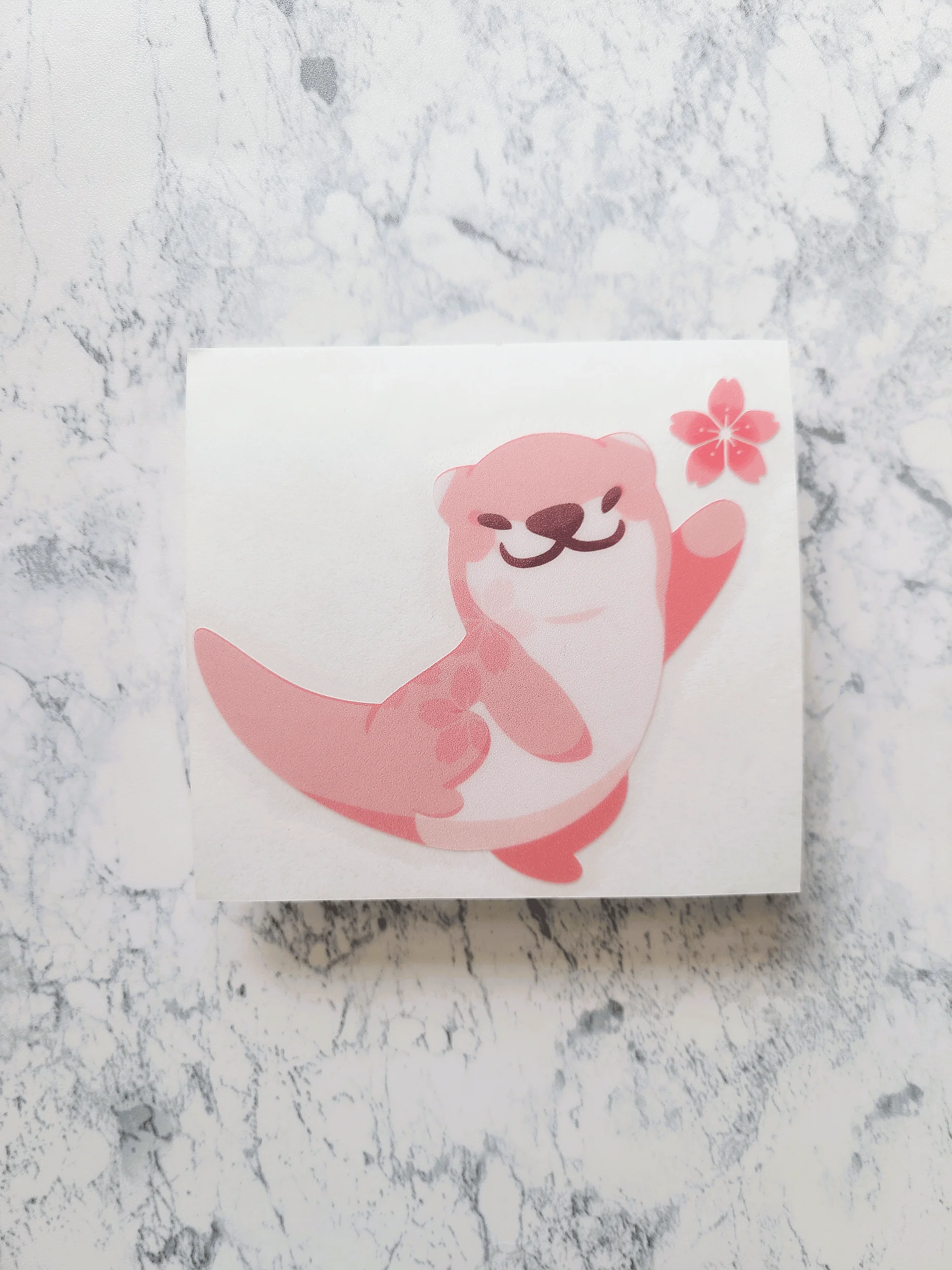 Happy Sakura Otter Large Sticker product image (1)
