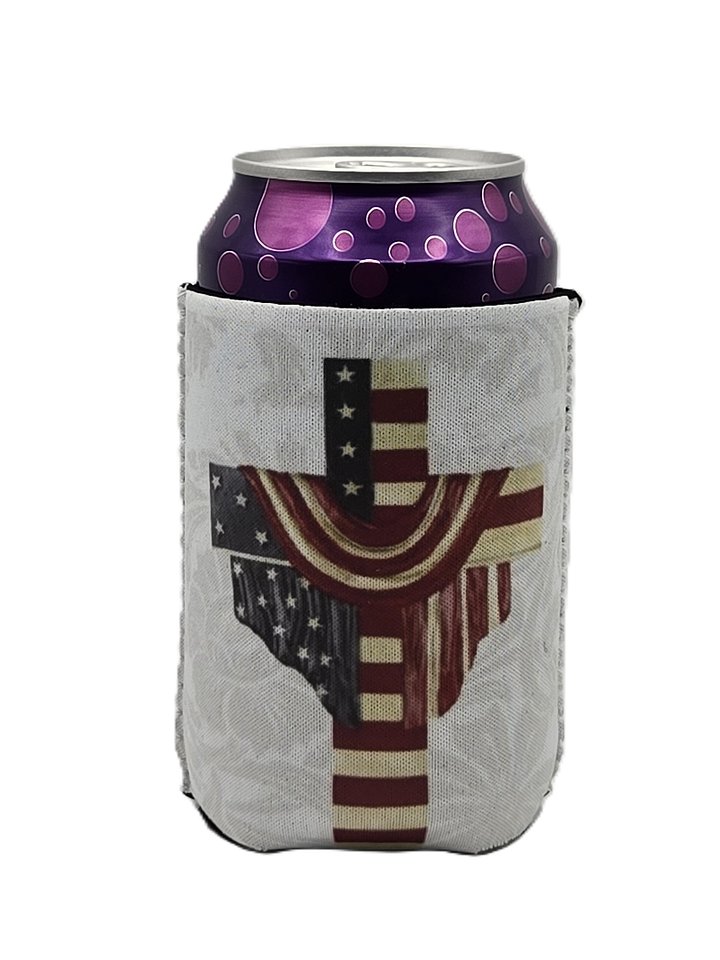 USA Flag-Draped Cross Can Koozie product image (2)