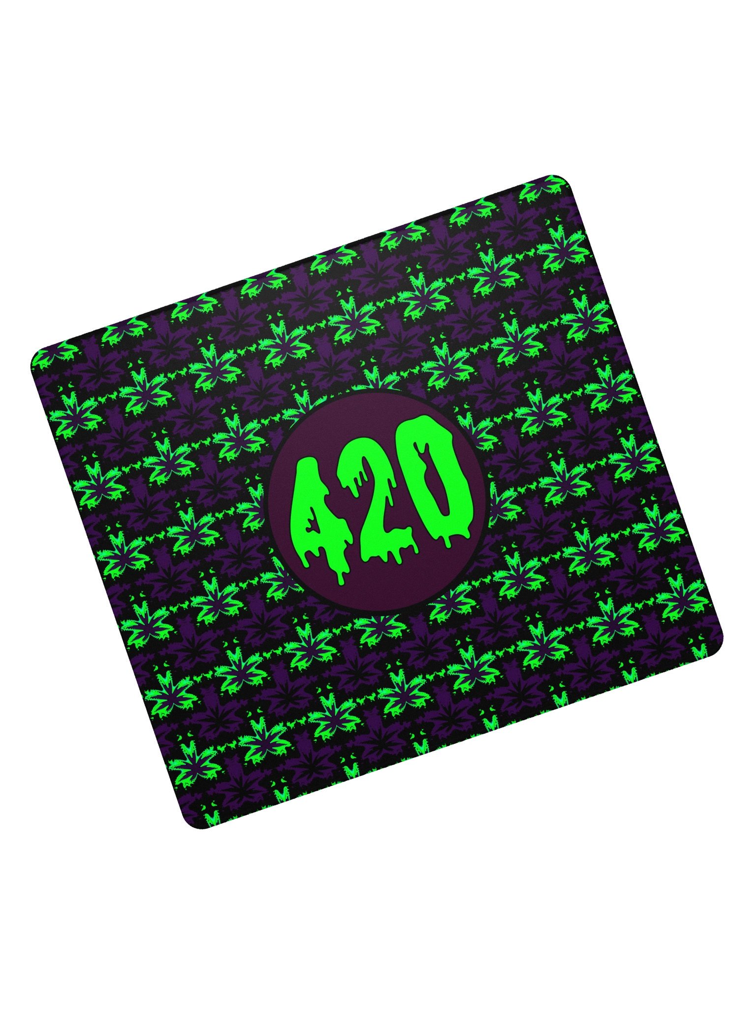 Pot Leaf 420 Gaming Mouse Pad, Weed Computer Game Desk Mat, Dripping Creepy Cannabis Deskpad, Green Purple Black Stoner Gamer Gift product image (2)