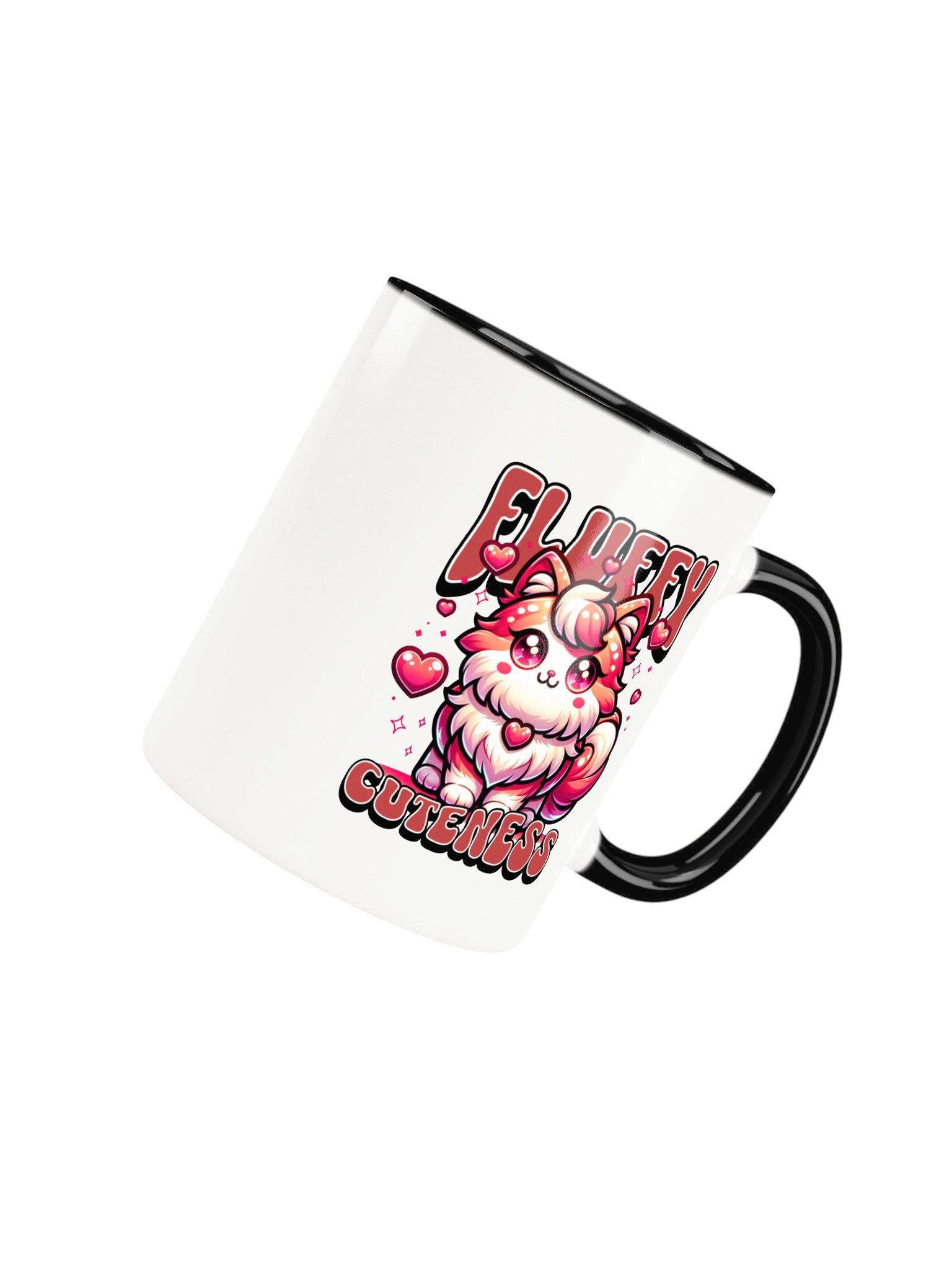 Cute Fluffy Cat - Kawaii Pink Fluffy Cat With Hearts - Cute Cuteness Cat Design product image (4)