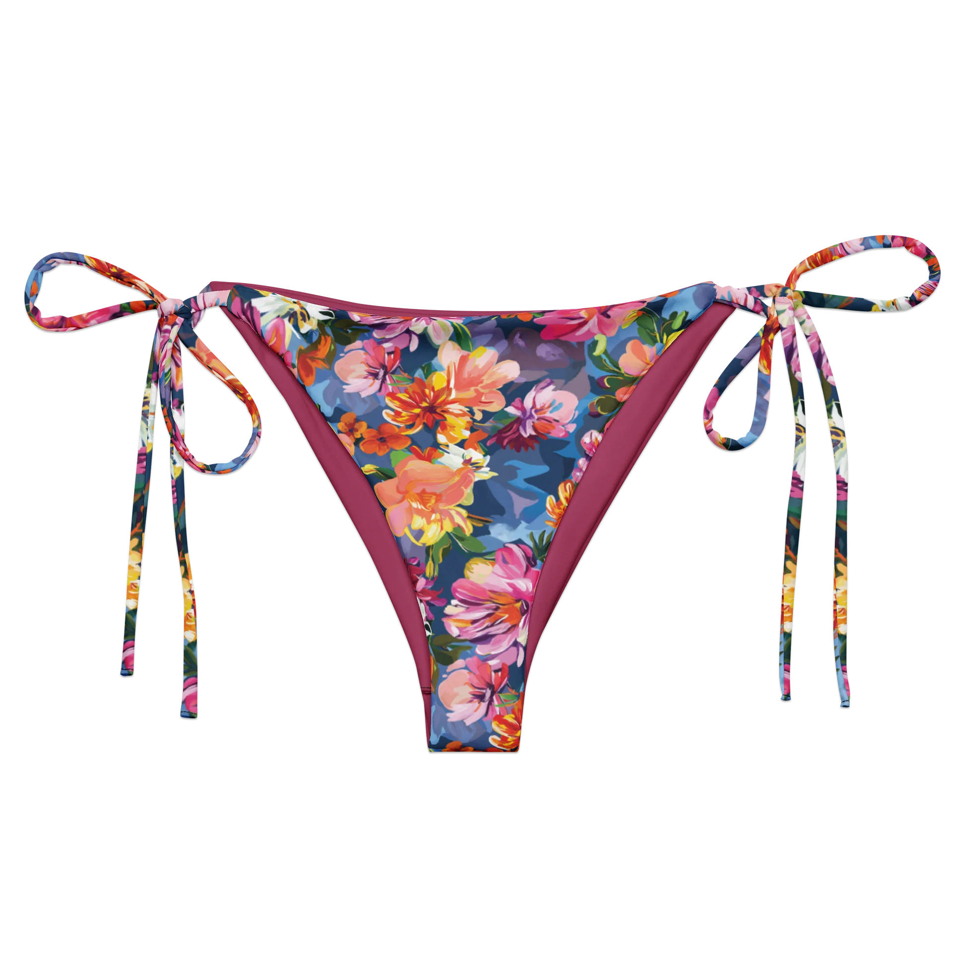 Recycled Triangle Bikini Bottom "Bold Abstract Florals" product image (2)