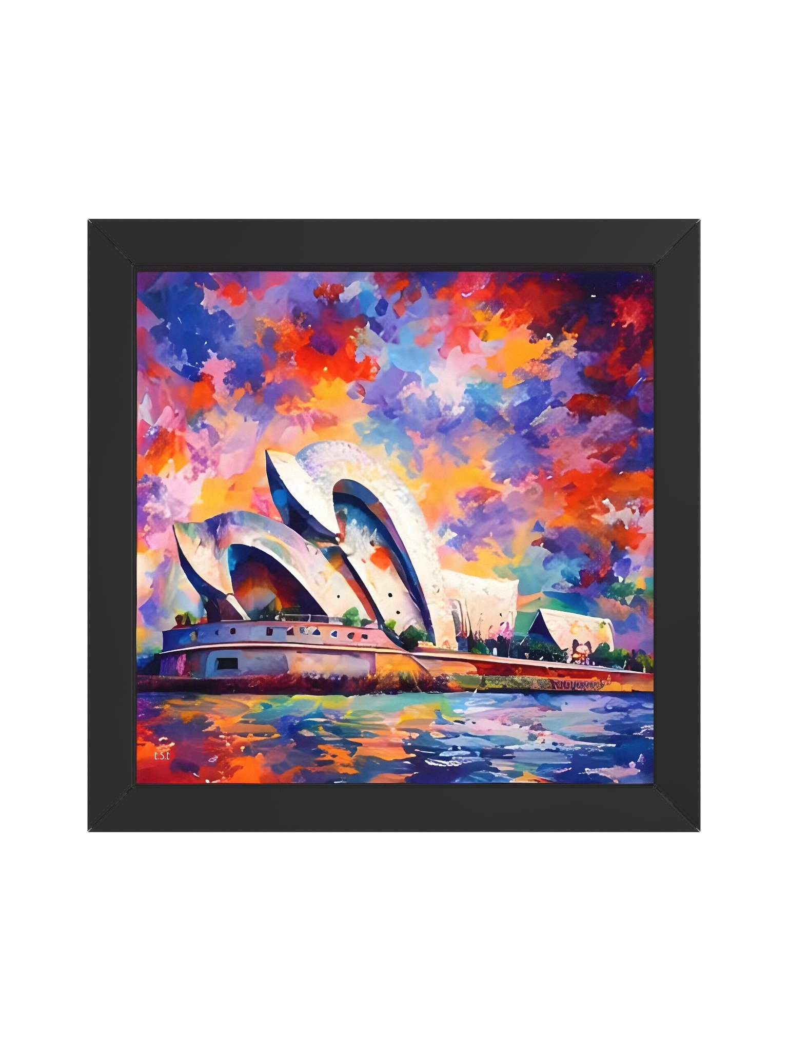 Symphonie von Sydney: Abstraktes OpernhausVibrant Ayous Wood Framed Matte Poster product image (6)