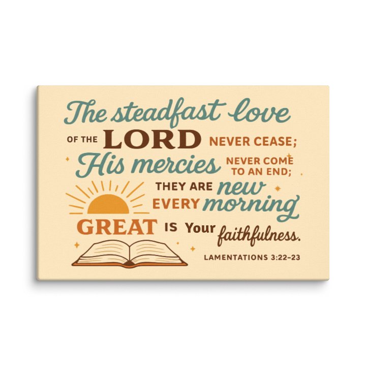 Christian Wall Art – Lamentations 3:22-23 Print | Great Is Your Faithfulness Scripture Decor product image (1)