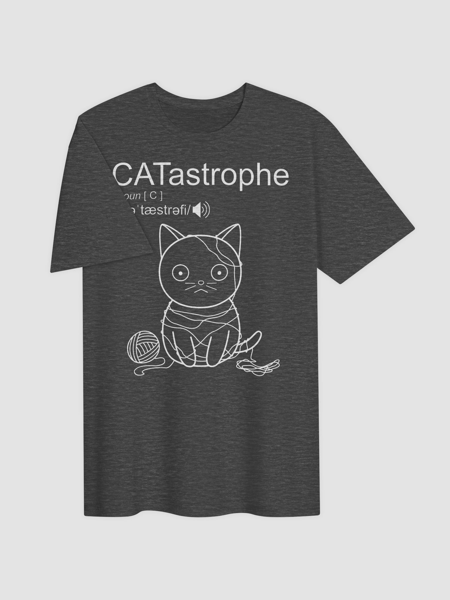CATastrophe (Cat with Yarn - White Print) - Unisex Adult Super Soft Lightweight T-shirt product image (8)