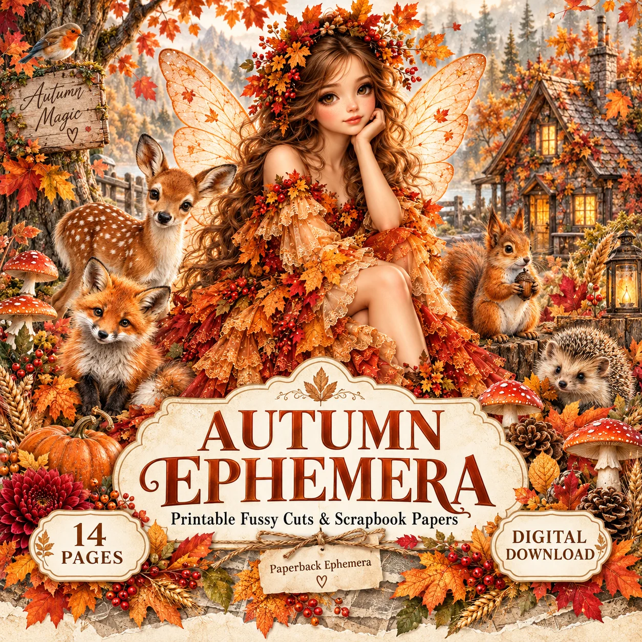 Autumn Ephemera Printable PDF | 14 Fall Journal Pages product image (1)