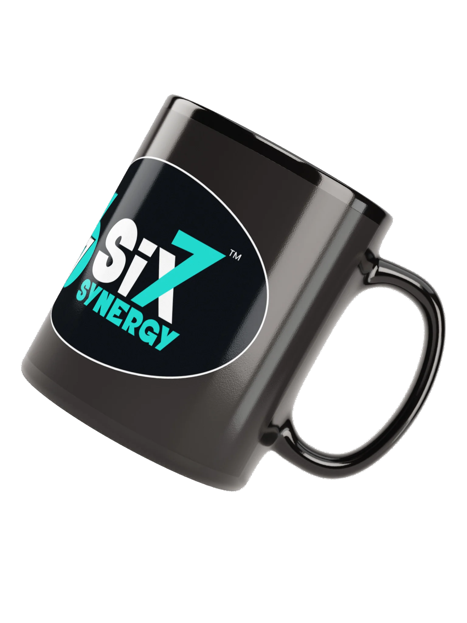 Black ceramic glossy coffee cup - main logo and Bomb card (11 or 15 oz) product image (6)