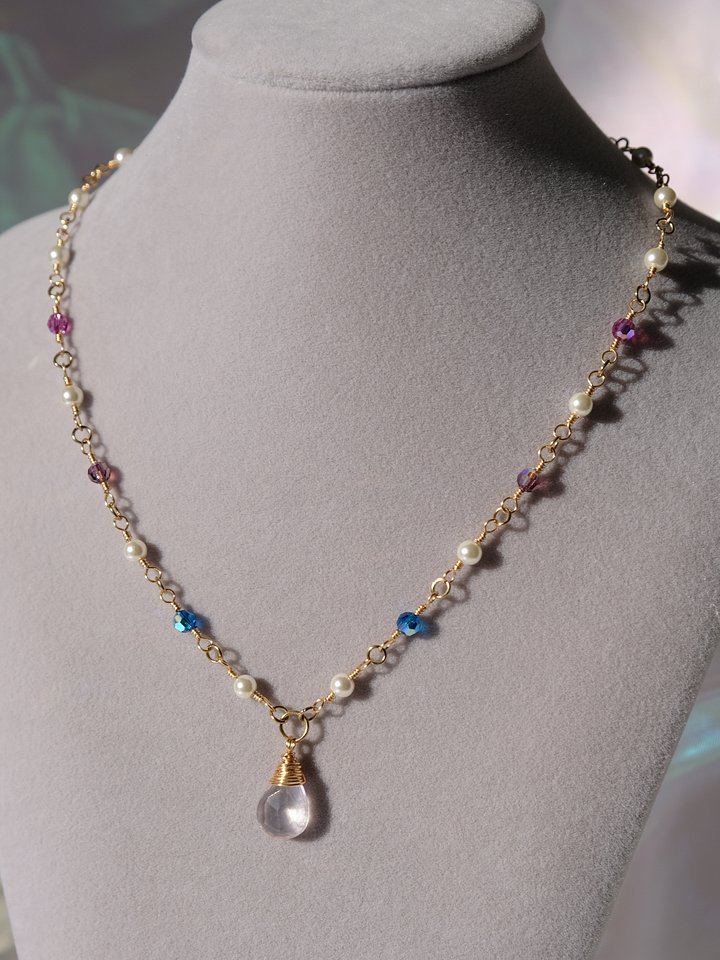 Bi pride - Rose quartz pendant necklace product image (1)