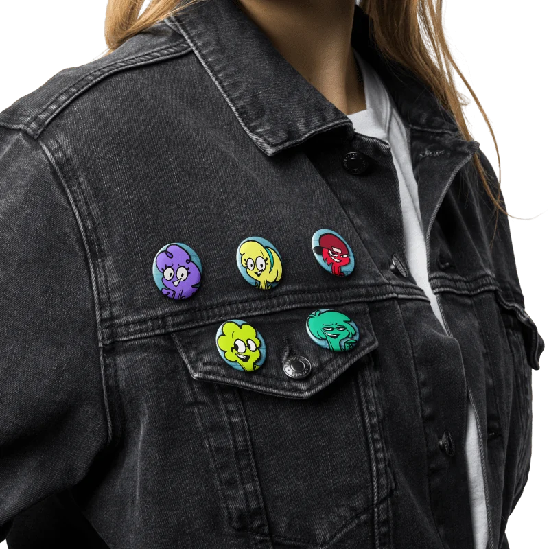 Cartoon Safety Pin Buttons Set 2 product image (6)