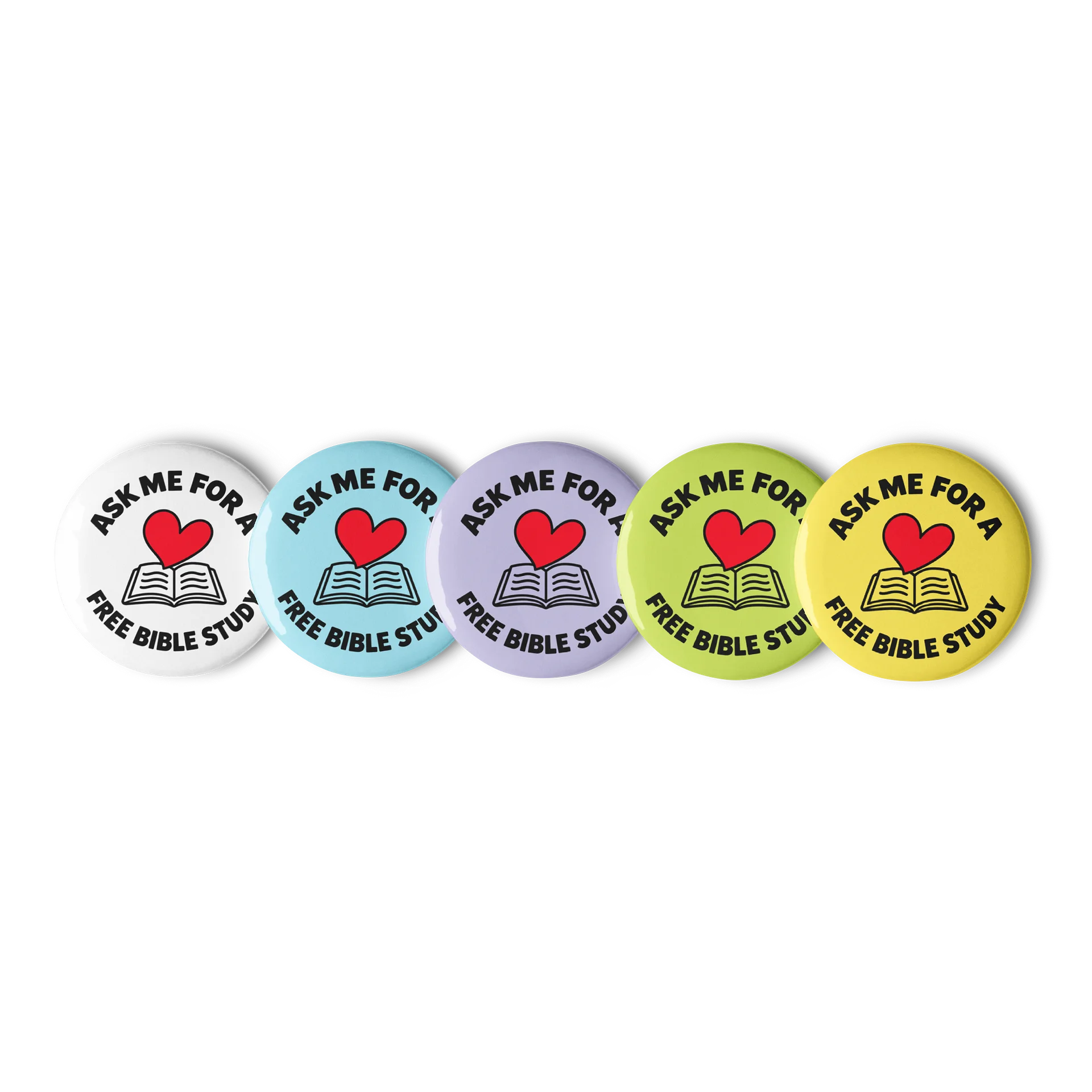 Ask Me for a Free Bible Study Pin Set – 5 Colorful Ministry Buttons product image (2)