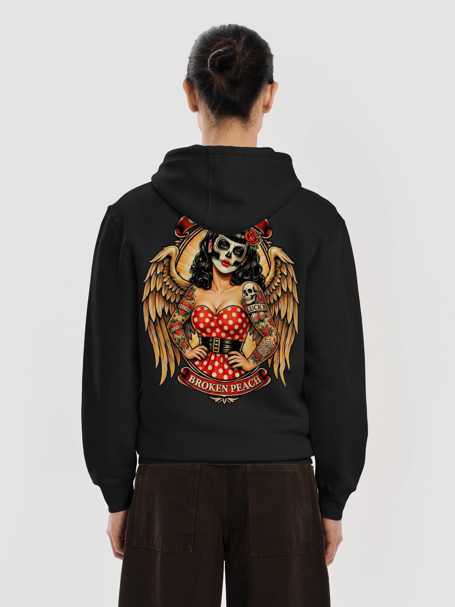 Broken Peach – Unisex Old Skull Zip Hoodie II product image (6)