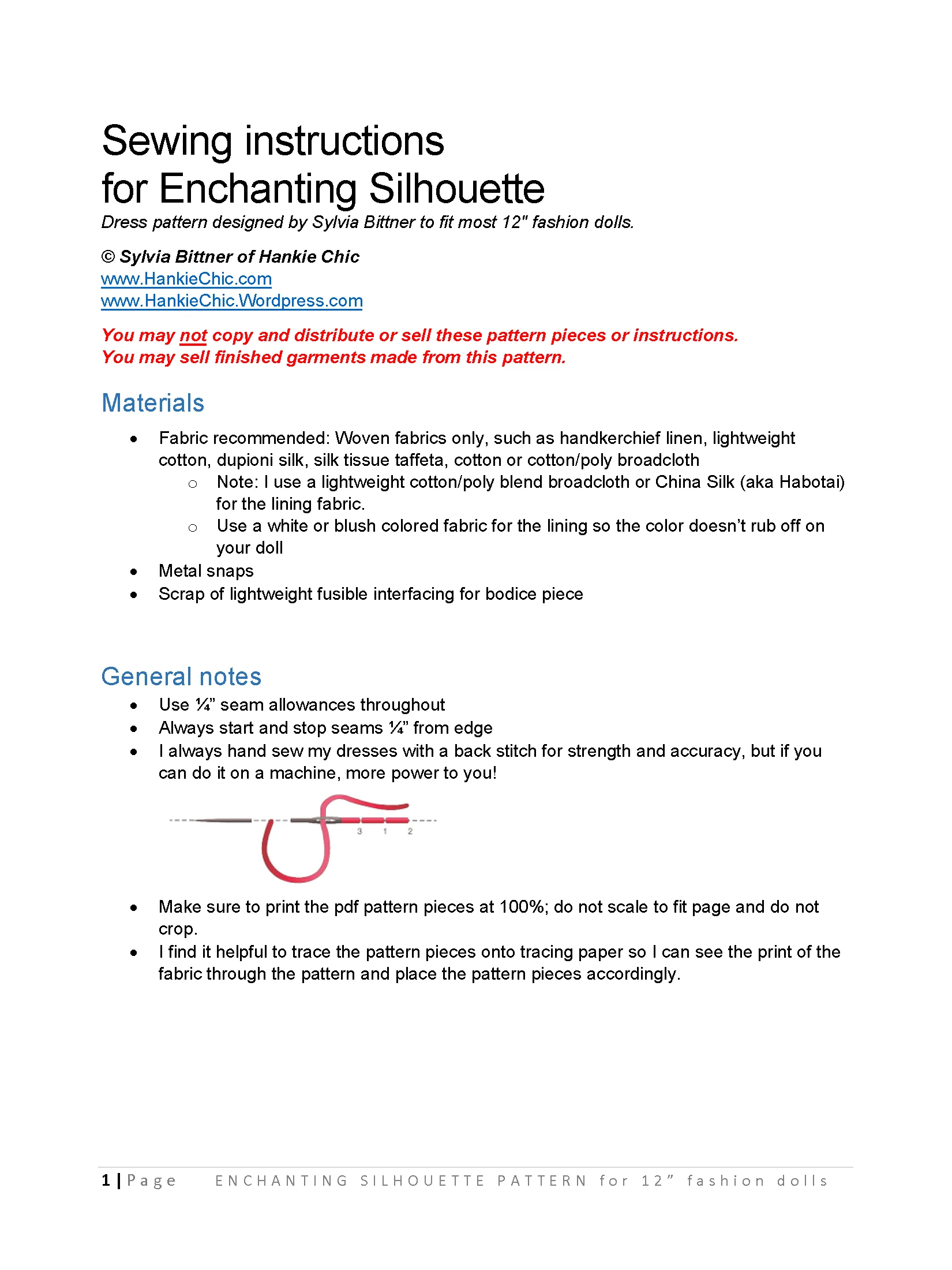 Enchanting Silhouette sewing pattern for 12" fashion dolls product image (2)