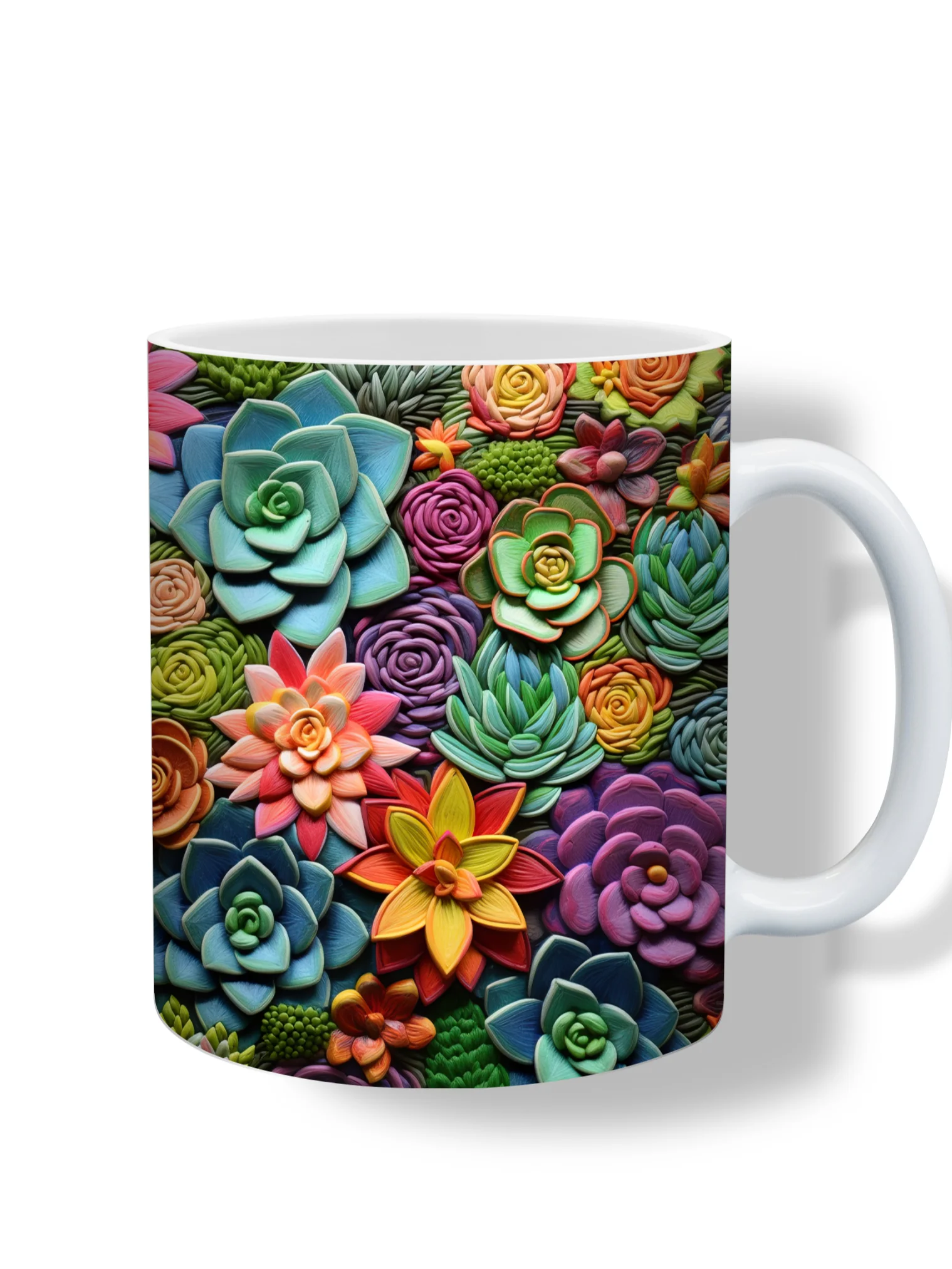 Succulent Garden 11oz Coffee Mug – Vibrant Succulent Plant Design Ceramic Cup – Perfect for Plant Lovers and Unique Gifts product image (1)