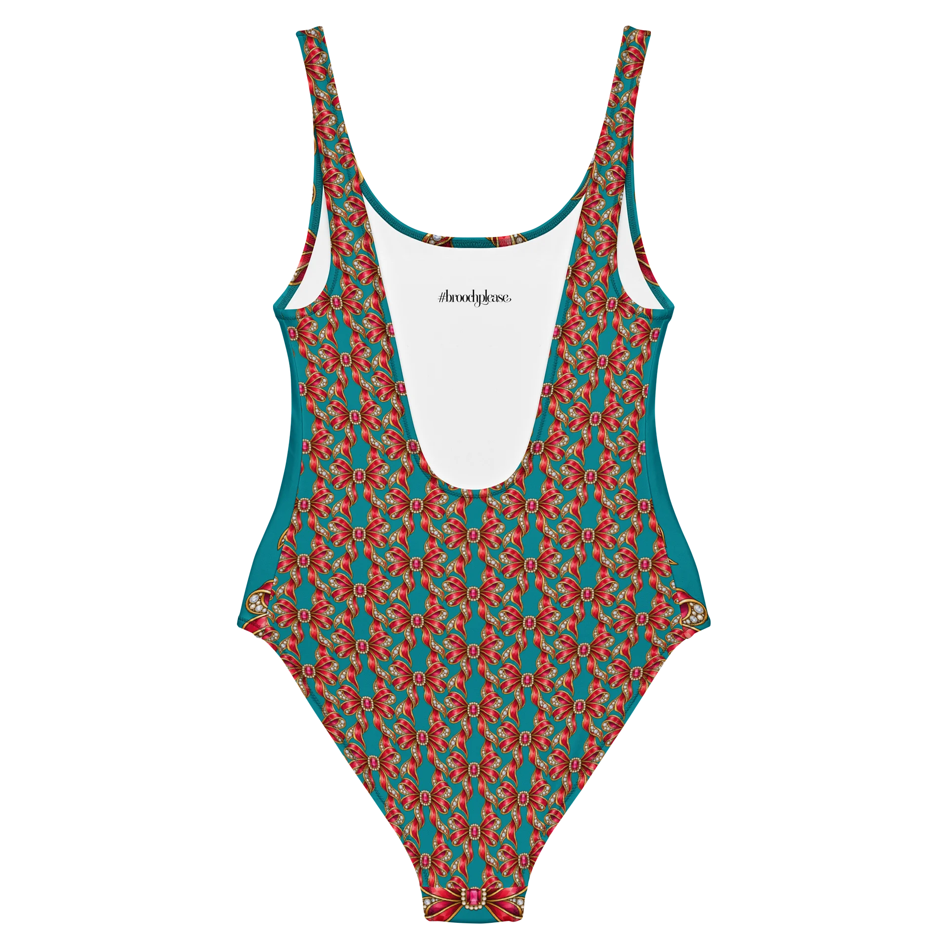 Teal Floral Bow All-Over Print Swimsuit product image (6)
