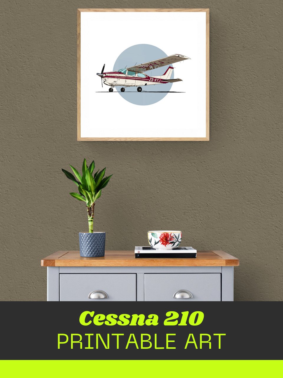 Cessna 210 Centurion ZS-KYJ Digital Printable Aviation Art Square Size Perfect Gift for Pilots & Enthusiasts product image (1)