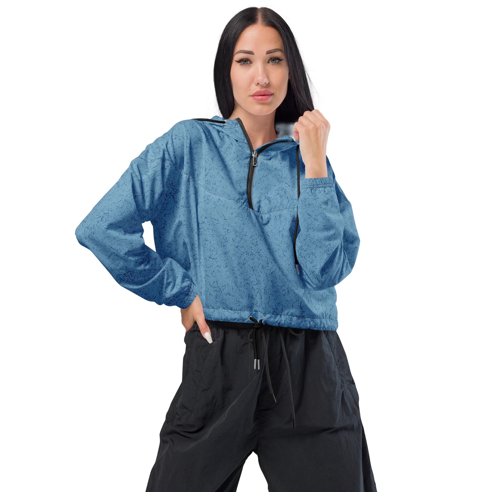 Blue Speckled Cropped Windbreaker product image (1)