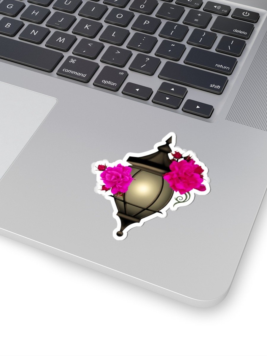Gothic Lantern & Pink Rose Vinyl Decal – Krita Airbrush Kiss-Cut Sticker product image (1)