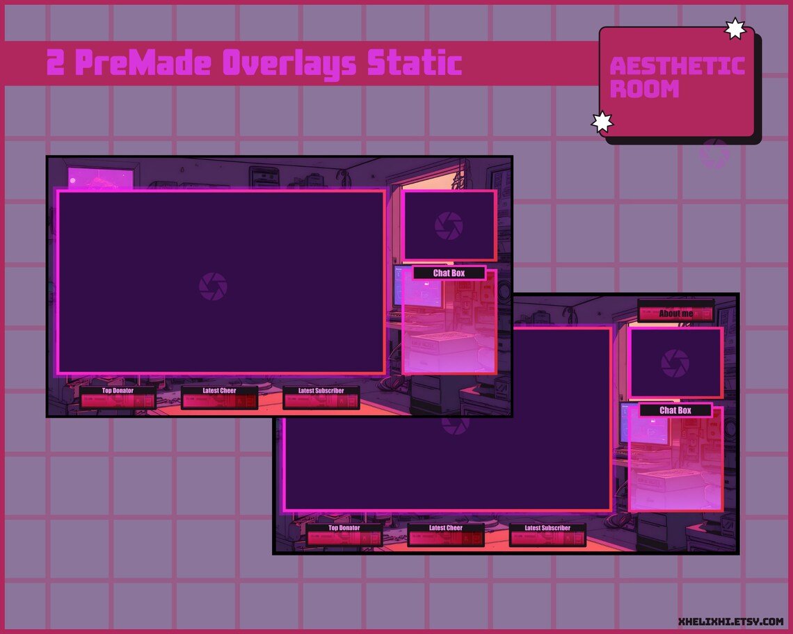 Left Overlay Red and Purple STREAM OVERLAY pack, Aesthetic overlay pack, twitch ...
