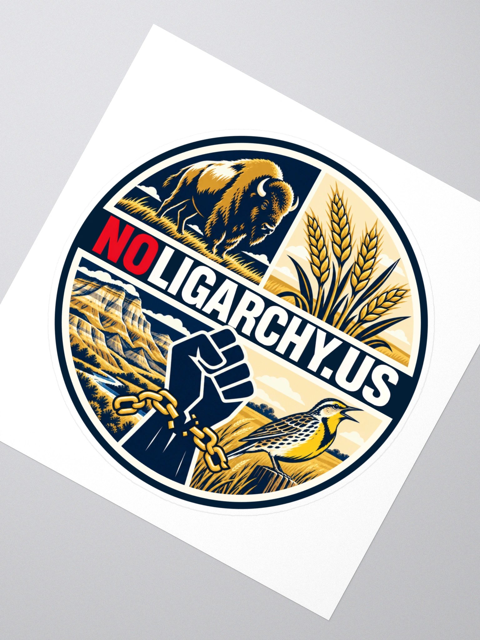 North Dakota NOLIGARCHY.US sticker product image (2)