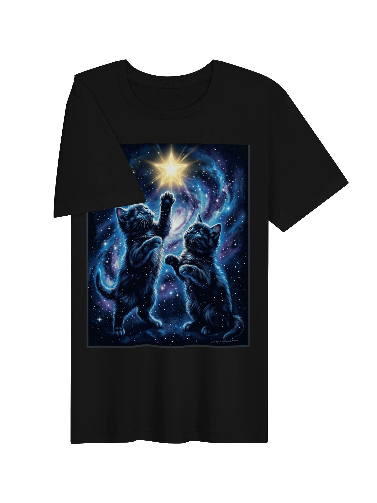 Cosmic Galaxy Cats T-Shirt - Celestial Kittens Reaching For The Stars product image (11)
