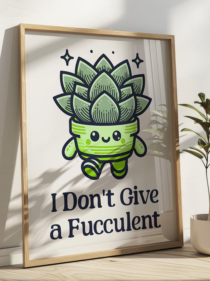 I Don't Give a Fucculent Funny Punny Retro Succulent Poster product image (1)