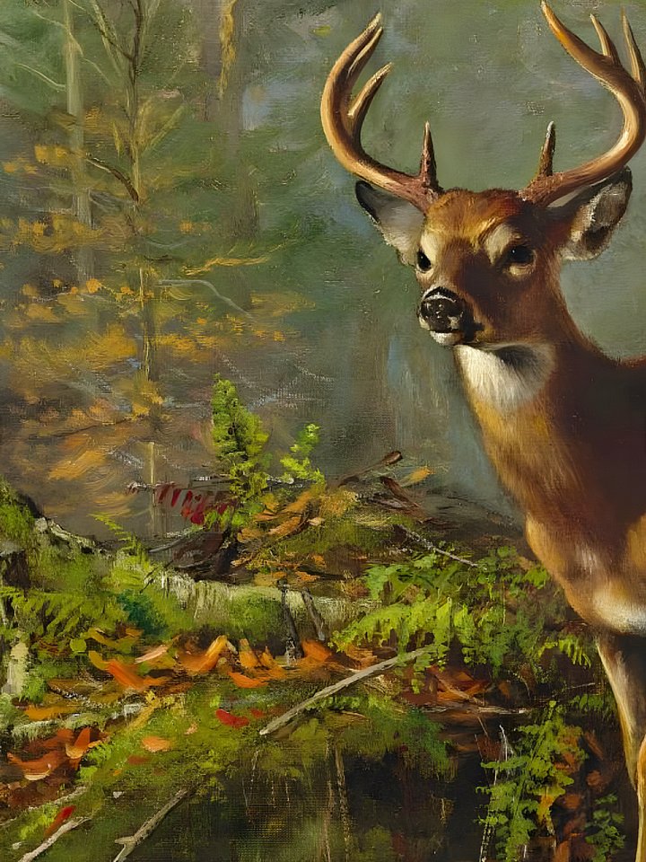 Antique Whitetail Buck in the Forest Canvas Print product image (2)