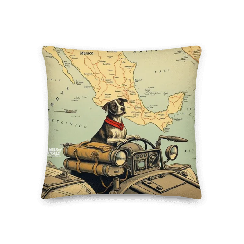 Rebel Co-Pilot Mexico Map Throw Pillow | Retro Dog Travel Decor | Square & Lumbar Cushion product image (6)