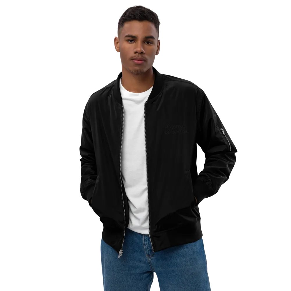 HABITUAL INSTIGATOR (monochrome black) premium recycled bomber jacket product image (3)