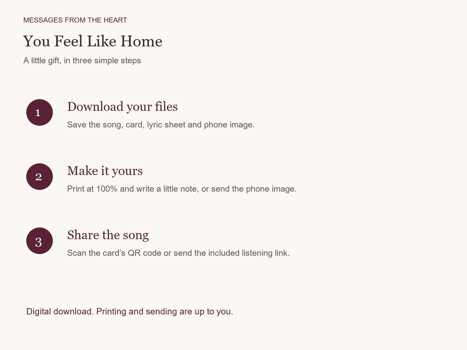 You Feel Like Home — Printable Song Gift product image (3)