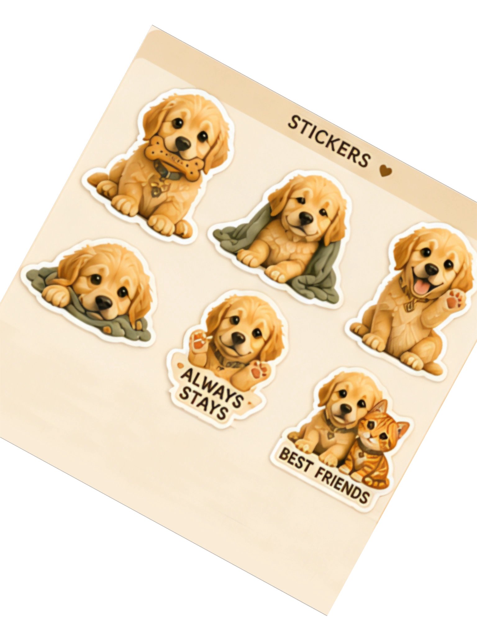 Biscuit Cute Golden Retriever Puppy Kiss Cut Stickers product image (2)