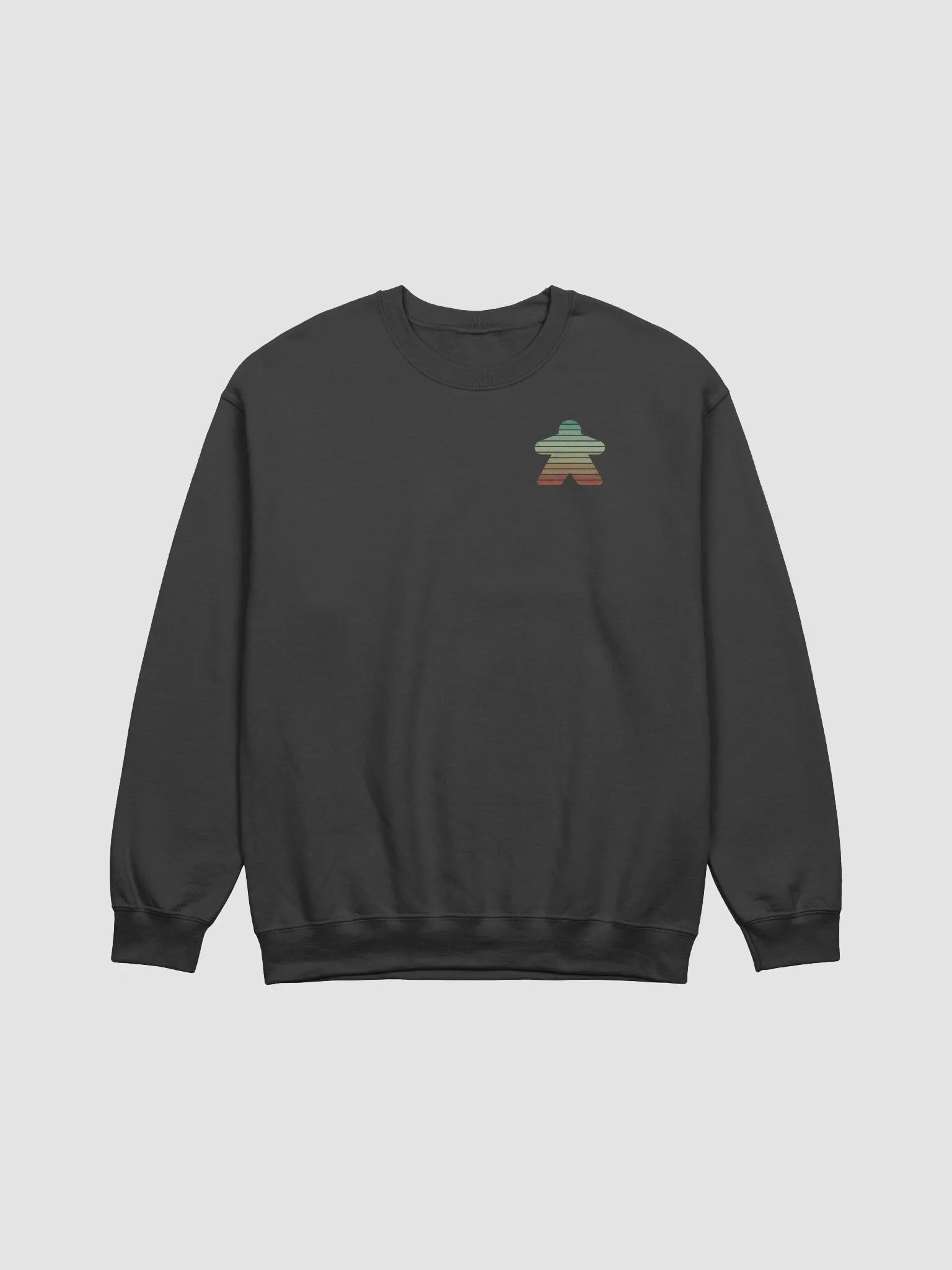 Retro Sunset Meeple Sweatshirt for Board Gamers - Black product image (4)