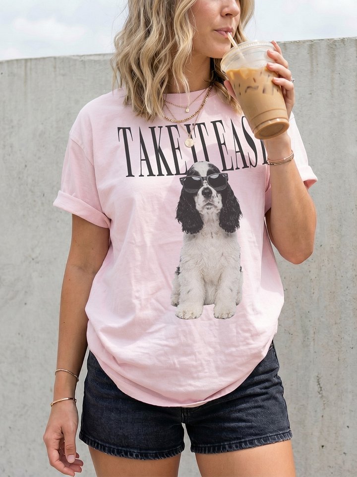 Take It Easy '90s Pop Vintage-Style T-Shirt for American Cocker Spaniel(Black & White) Owners product image (2)