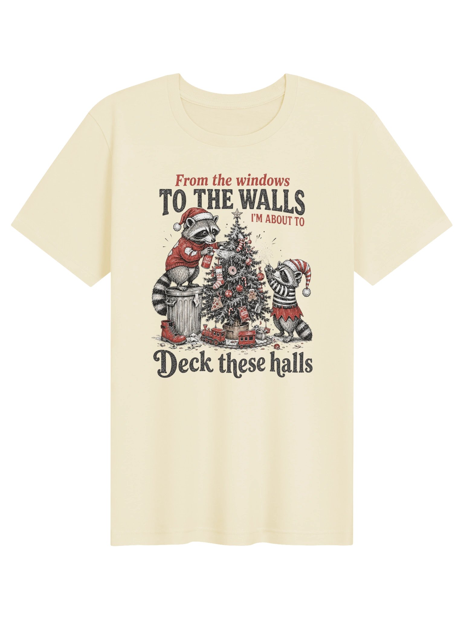Deck These Halls Raccoon Christmas T-Shirt | Funny Holiday Tee product image (1)