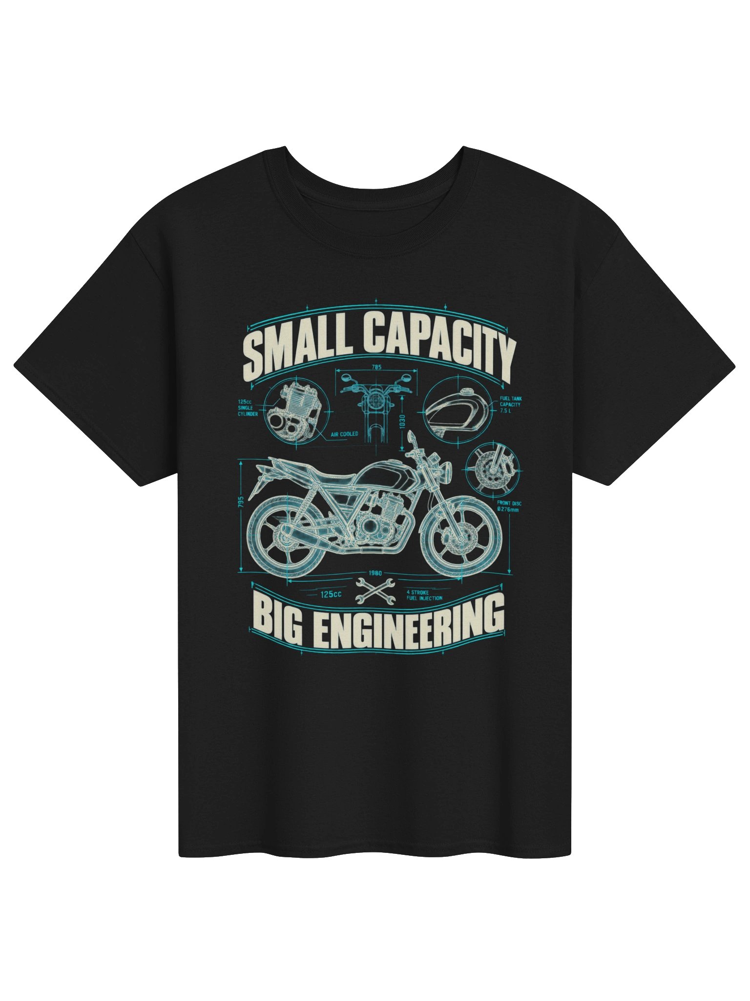 Small Capacity, Big Engineering – 125cc Motorcycle T-Shirt product image (1)