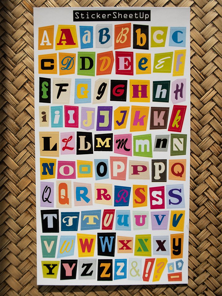 Ransom Note Alphabet Sticker Sheet 001 product image (1)