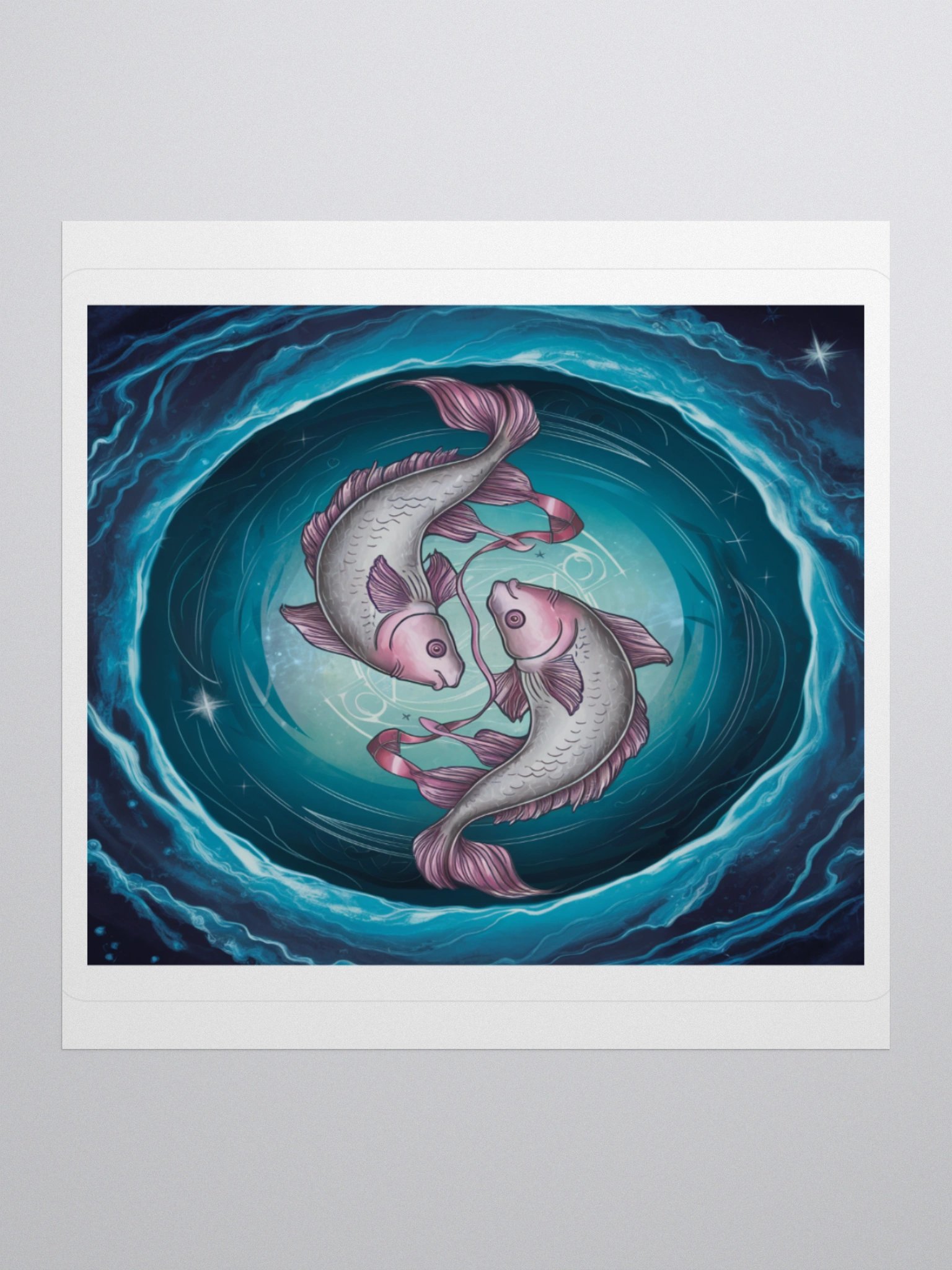 Mesmerizing Pisces Zodiac Sticker - Dual Fish in Celestial Waves, Exclusive Design product image (2)