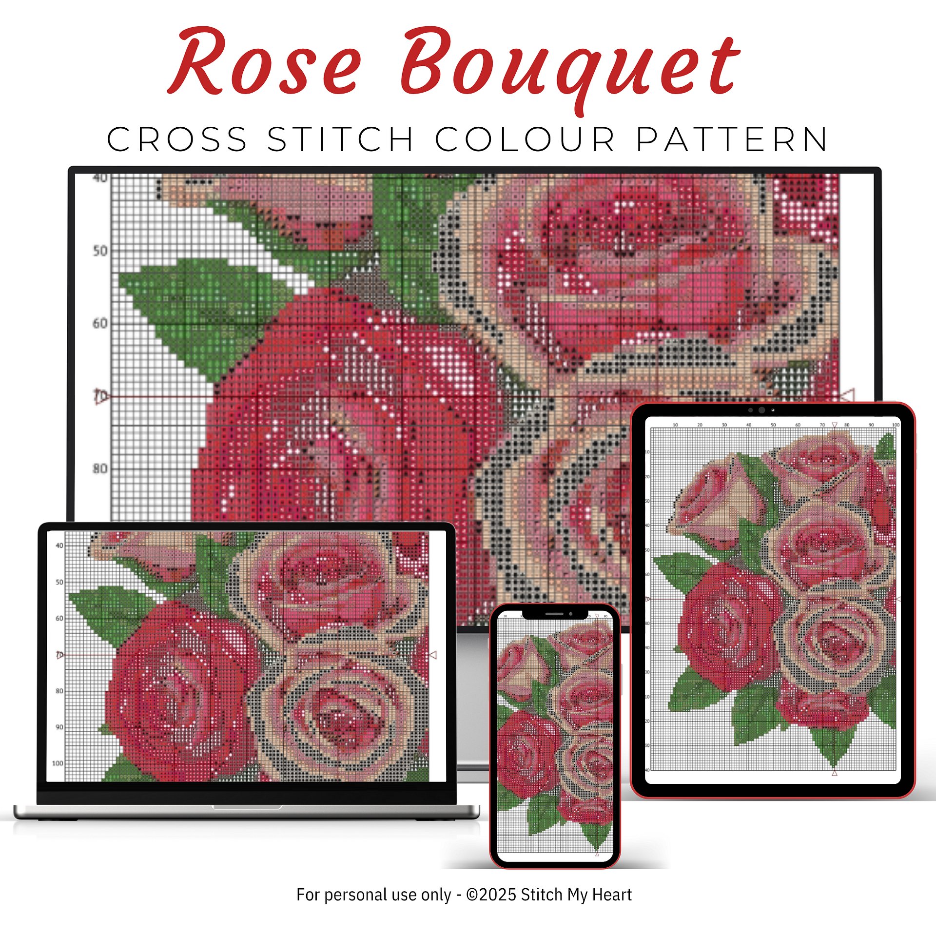 Rose Bouquet Cross Stitch Pattern product image (3)
