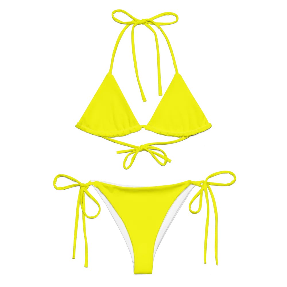 Plain Color Bright Yellow String Bikini Set product image (1)