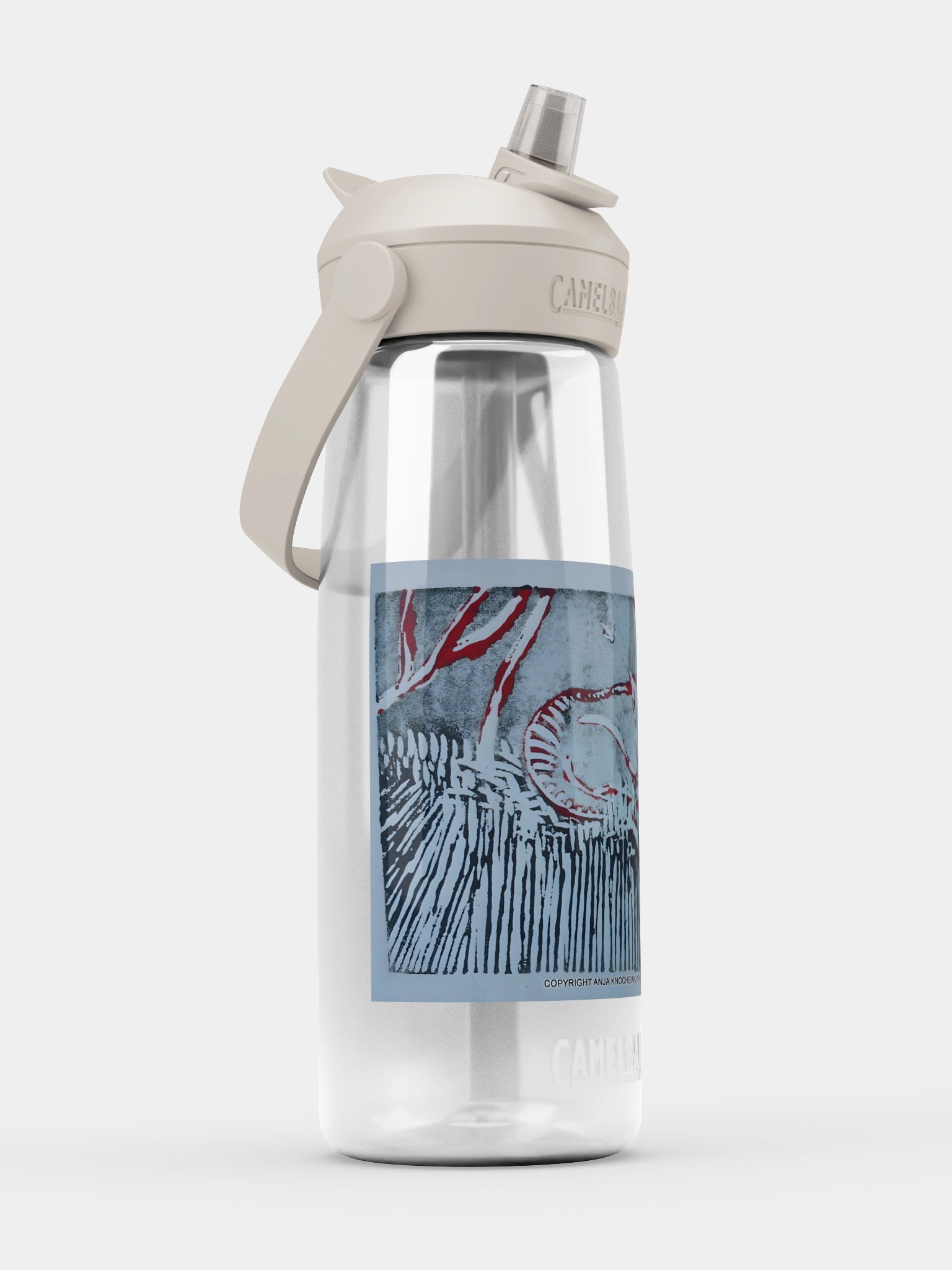 Coiled Abstract graphic art "the Cat is in the garden"water bottle product image (3)