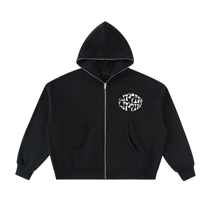 Lipur World - Fleeced Full-Zip Boxy Hoodie product image (1)