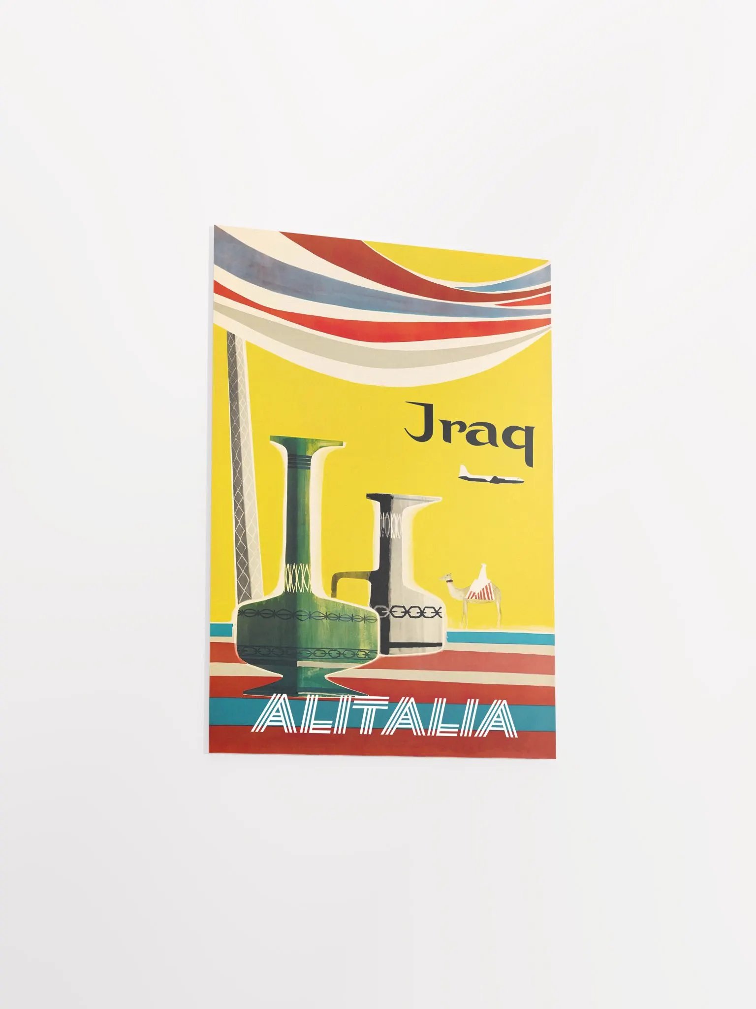 AlItalia (Italy, Air Lines), Iraq, 1960s — retro vintage travel poster, retro travel art, retro travel wall art product image (8)