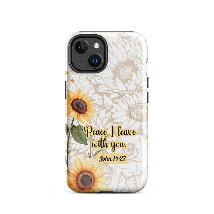 Peace I Leave with You John 14:27, Inspirational Gift, Sunflower Bible Verse, Tough MagSafe® iPhone® Magnetic Case 14, 15, 16, 17, Pro, Pro Max, Plus. product image (2)